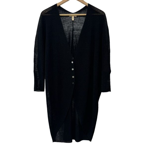 Eileen Fisher System Black Long Linen Oversized Cardigan Size XS/TP - Picture 1 of 8
